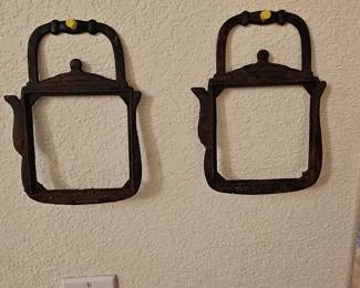 Vintage Cast Iron Teapot Trivets with Ceramic Tiles