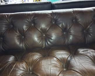 Restoration Hardware Savoy Leather Chesterfield Sofa 3'x7'11"