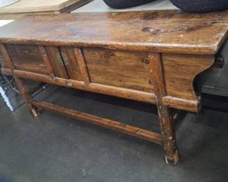 Antique Chinese Elm Altar Console Table with Drawers 6'8"x1'8"