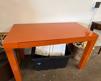 Postmodern Tangerine Orange Waterfall Desk