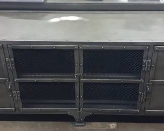 Restoration Hardware Industrial Style Patinated Metal Media Console 6'x1'6"
