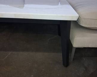 Modern Rectangular Marble-Top Coffee Table with Black Metal Frame