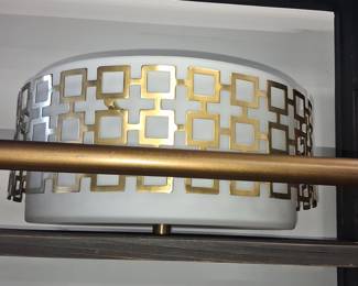 Jonathan Adler Parker Geometric Gold-Tone Drum Flush Mount Light