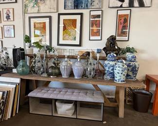 Estate Sale Decorative Assortment with Chinoiserie Ginger Jars and Egyptian Revival Bust