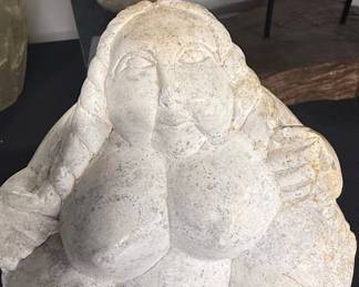Carved Stone 'Fat Lady' Figurine with Braids