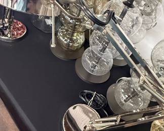 Articulated Arm Table Lamp with Glass Bubble Base