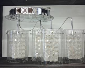 Artika Crystal Cube 4-Light LED Pendant Light in Chrome