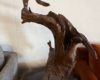 Large Teak Root Sculpture on Metal Stand