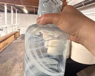 IKEA PS 2017 Glass Vase by Iina Vuorivirta with White Swirl Pattern