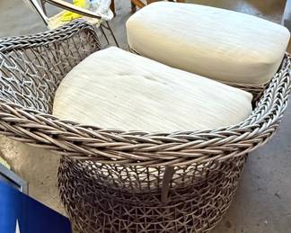 Woven Barrel Lounge Chair and Ottoman Set