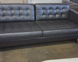 IKEA MORABO Black Leather Sofa 3'1"x6'7"