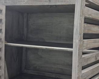 Distressed Gray Louvered Media Console 3'7"x6'2"