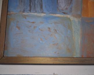 Mid Century Abstract Oil Painting by Helen Critchett