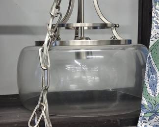 Brushed Nickel Clear Glass Dome Pendant Light