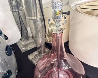 Pink Glass Decanter Table Lamp