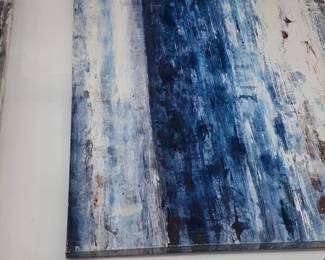 Large Vertical Abstract Blue and White Textured Painting 3'4"x5'