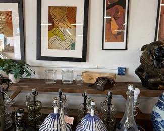 Estate Sale Decorative Assortment with Chinoiserie Ginger Jars and Egyptian Revival Bust