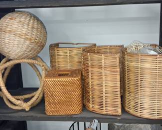 Assorted Woven Rattan and Seagrass Decor Set with Rope Accent