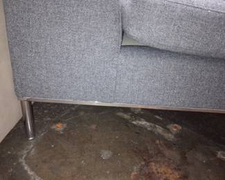 Contemporary Gray Fabric Sofa with Chrome Legs 3'x7'