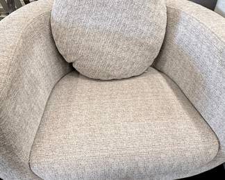 Modern Upholstered Swivel Barrel Accent Chair with Round Pillow