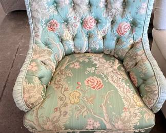 Vintage Louis XV Style Floral Bergère Armchair