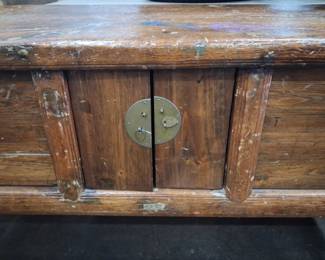 Antique Chinese Elm Altar Console Table with Drawers 6'8"x1'8"