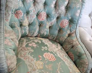 French Louis XV Style Bergère Armchair with Floral Upholstery
