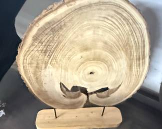 Live Edge Walnut Wood Slab Sculpture on Stand