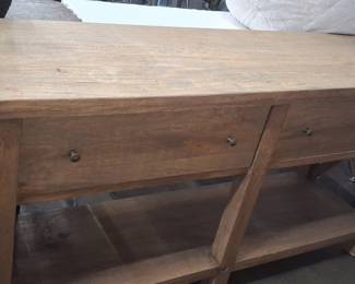 Rustic Farmhouse Console Table with X-Frame Sides and Lower Shelf 1'6" x6'