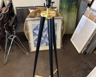 Nautical Style Tripod Floor Lamp with Brass Accents