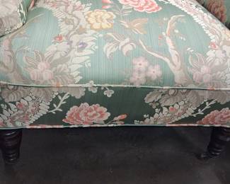 French Louis XV Style Bergère Armchair with Floral Upholstery