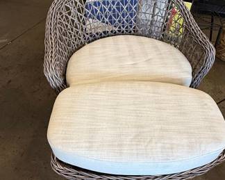 Woven Barrel Lounge Chair and Ottoman Set