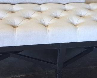 Tufted Upholstered Bench with X-Base