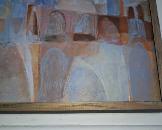 Mid Century Abstract Oil Painting by Helen Critchett