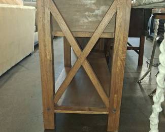 Rustic Farmhouse Console Table with X-Frame Sides and Lower Shelf 1'6" x6'