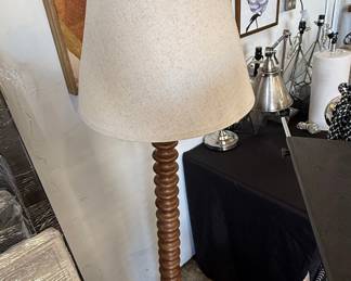 Charles Dudouyt Style Turned Wood Floor Lamp