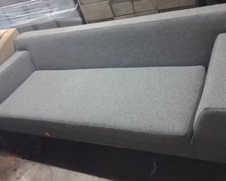 Contemporary Gray Fabric Sofa with Chrome Legs 3'x7'