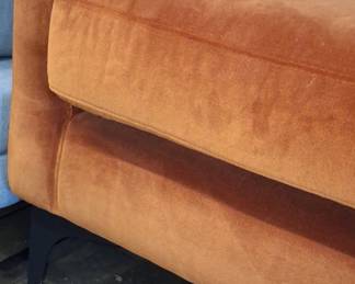 SofaCompany Burnt Orange Velvet MCM Sofa 3'x7'2"