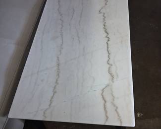 Modern Rectangular Marble-Top Coffee Table with Black Metal Frame