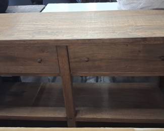Rustic Farmhouse Console Table with X-Frame Sides and Lower Shelf 1'6" x6'