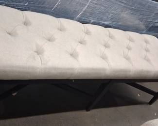 Tufted Beige Upholstered Bench with Black Legs 1'6"x5'