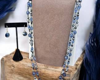 36 Long MultiStranded Beaded Necklace With Earrings