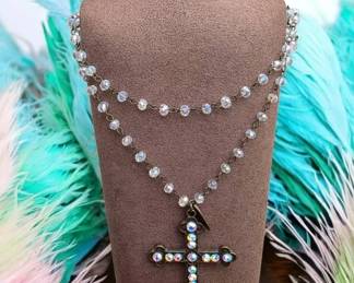 44 Vintage Plunder Religious Cross Necklace