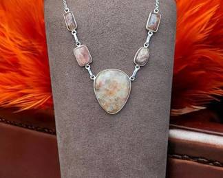 80 Sunstone Geometric Necklace