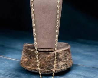 004 39 Swarovski Signed Long Crystal Necklace