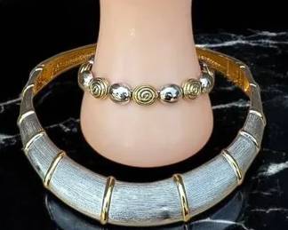 40 Vintage Two Toned Hinged Collar Necklace Bracelet
