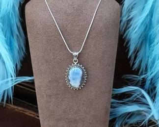 19 Blue Owhyee Opal Pendant Necklace