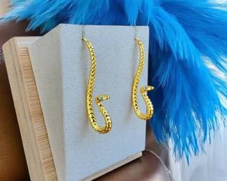 103 Serpent Snake Earrings With Blue Eyes