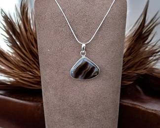 68 Botswana Agate Pendant Necklace