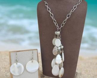 100 Mother Of Pearl Necklace Earring Set